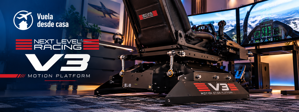 Plataforma de movimiento Next Level Racing V3 instalada en simulador de vuelo